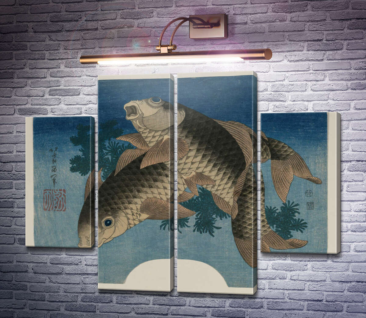 Модульна картина Плавання коропа водними водоростями (Модуль №20) Кацусика Хокусай