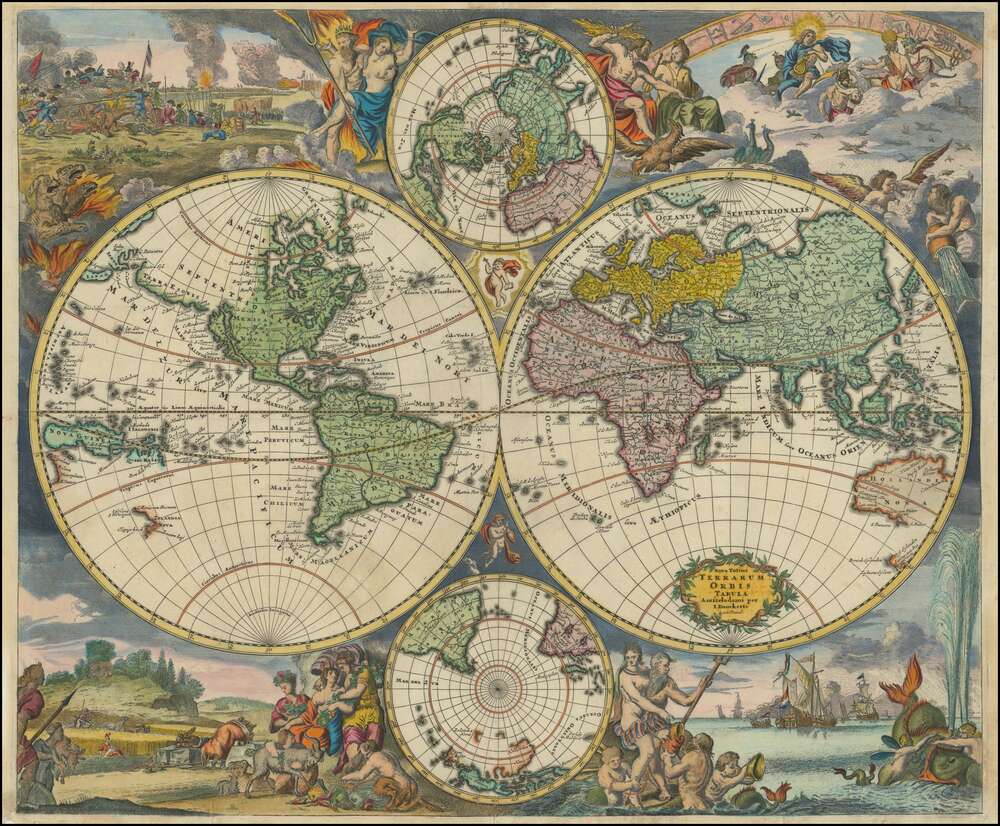 репродукція картина-постер  Нова карта всього світу І. Данкертса з Привілом