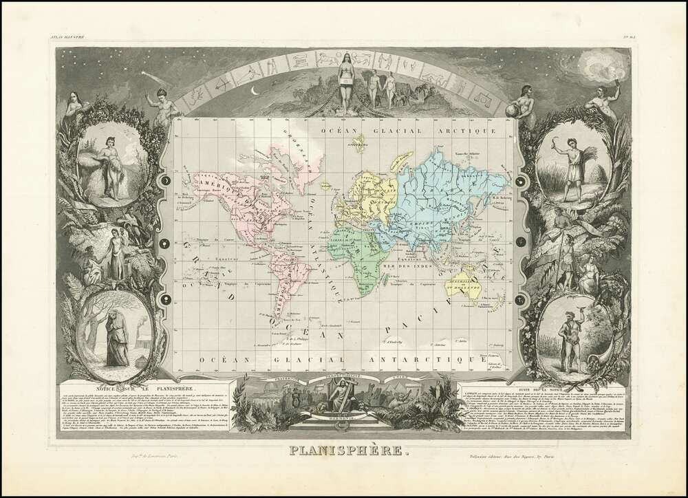 репродукция картина-постер  Планисфера, Виктор Левассер, 1847 г