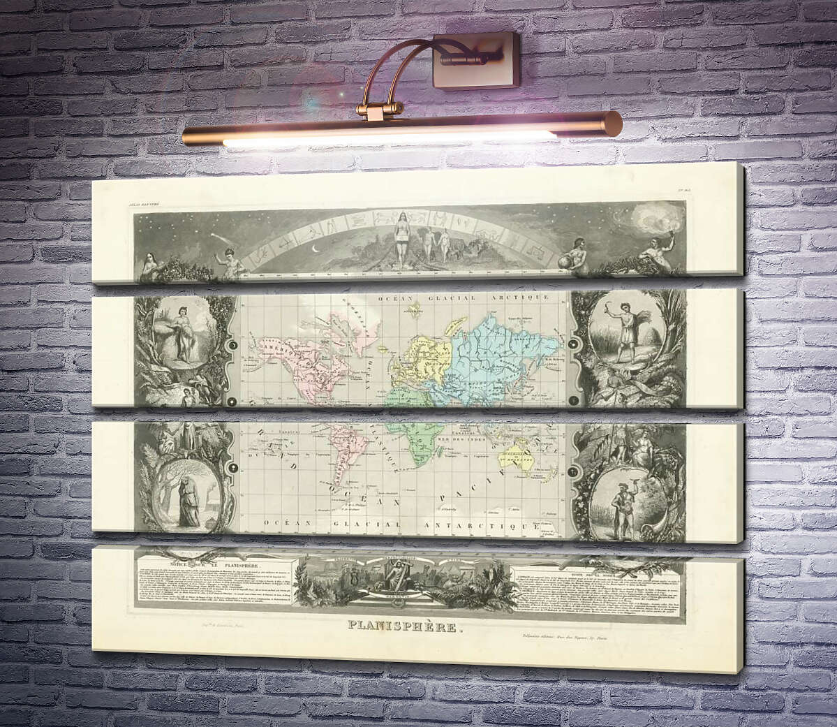 Модульна картина Планісфера, Віктор Левассер, 1847 (Модуль №22) Модульна картина Планісфера, Віктор Левассер, 1847 (Модуль №22)