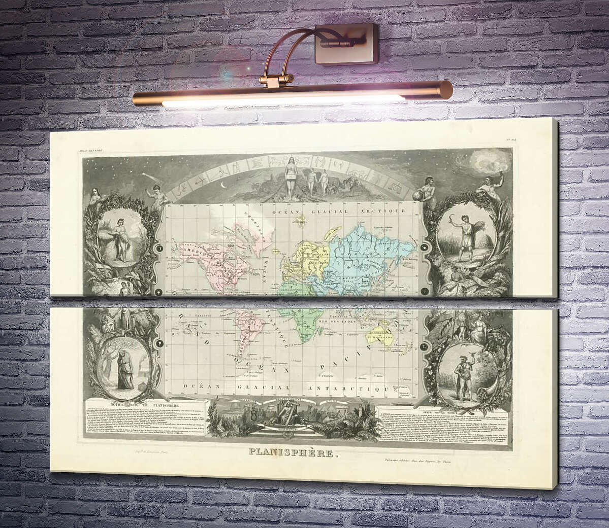 Модульна картина Планісфера, Віктор Левассер, 1847 (Модуль №7) Модульна картина Планісфера, Віктор Левассер, 1847 (Модуль №7)
