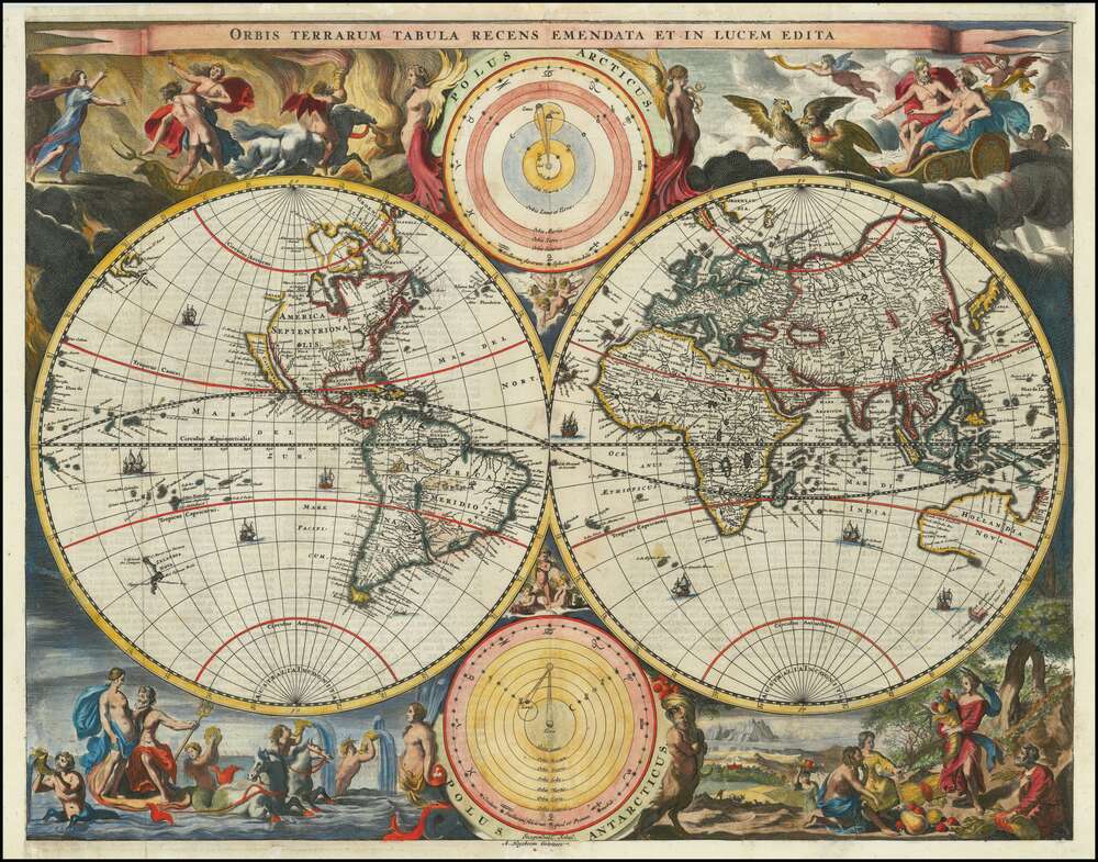 репродукція картина-постер  Карта світу, Деніел Ступендал, 1682