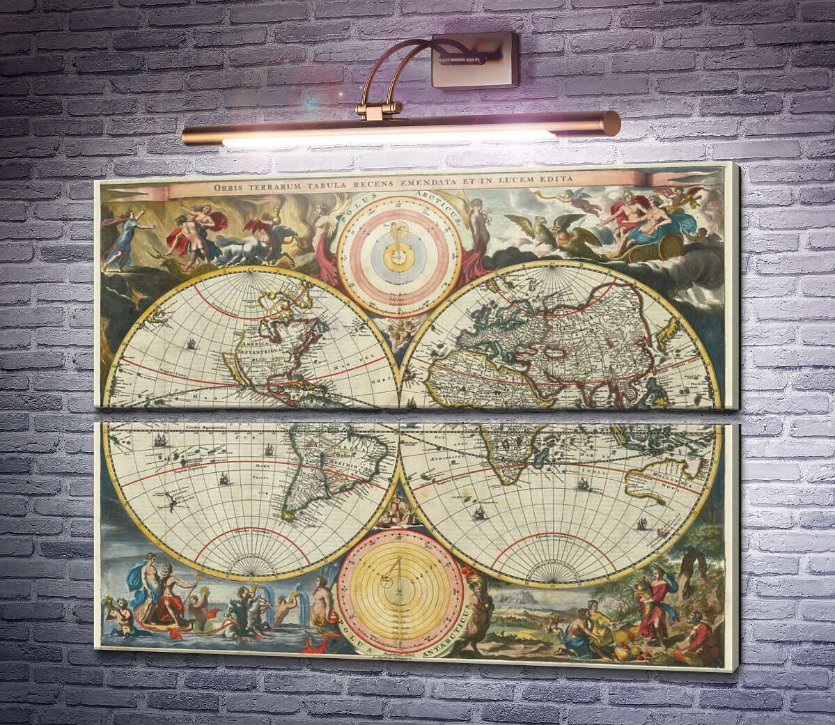 Модульная картина Карта мира, Дэниел Ступендал, 1682 г (Модуль №7) Модульная картина Карта мира, Дэниел Ступендал, 1682 г (Модуль №7)