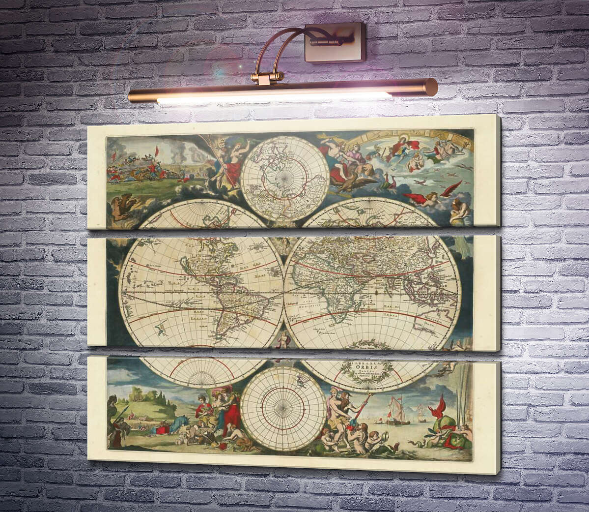 Модульная картина Новая карта мира из мастерской Юсти Данкертса в Амстердаме, 1754 г. (Модуль №15) Модульная картина Новая карта мира из мастерской Юсти Данкертса в Амстердаме, 1754 г. (Модуль №15)