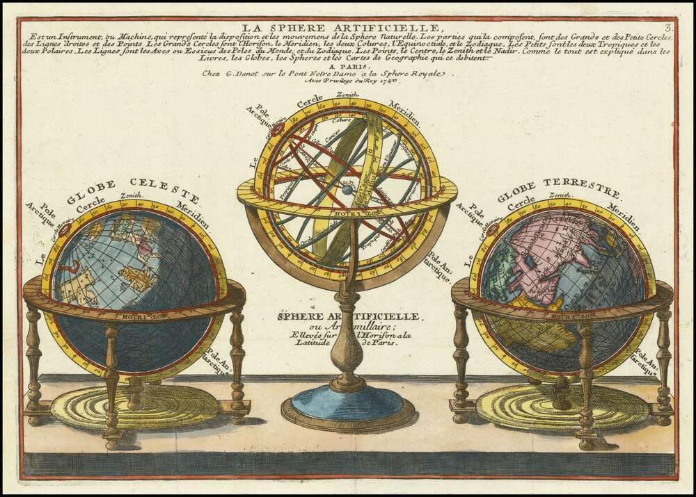 репродукція картина-постер  Штучна сфера (Земні, небесні та армілярні глобуси), 1740 р.