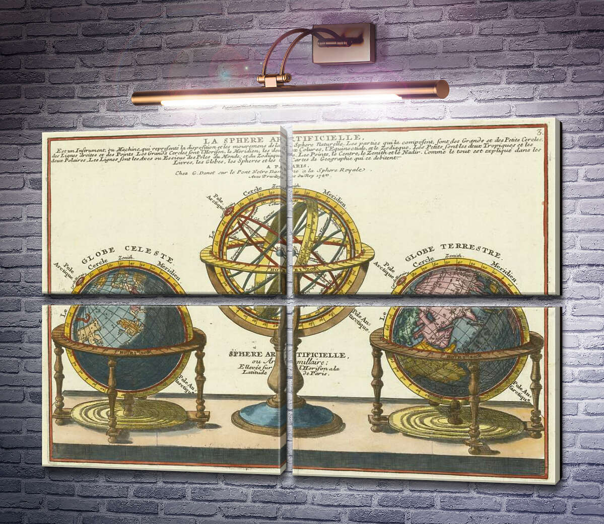 Модульна картина Штучна сфера (Земні, небесні та армілярні глобуси), 1740 р. (Модуль №25) Модульна картина Штучна сфера (Земні, небесні та армілярні глобуси), 1740 р. (Модуль №25)