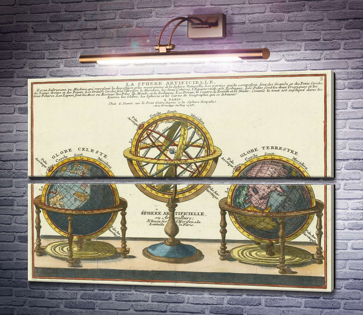 Модульна картина Штучна сфера (Земні, небесні та армілярні глобуси), 1740 р. (Модуль №7)