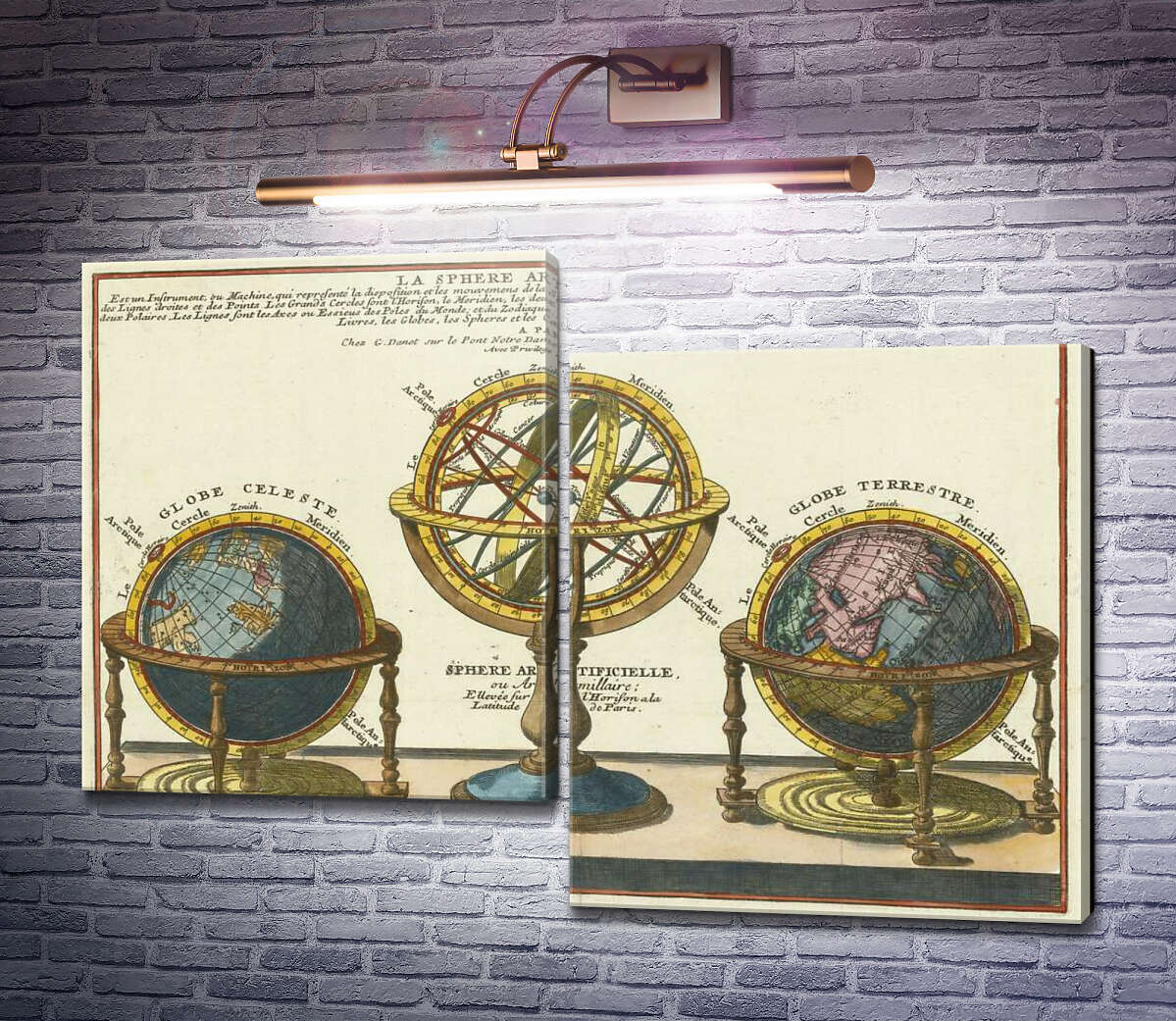 Модульна картина Штучна сфера (Земні, небесні та армілярні глобуси), 1740 р. (Модуль №9) Модульна картина Штучна сфера (Земні, небесні та армілярні глобуси), 1740 р. (Модуль №9)