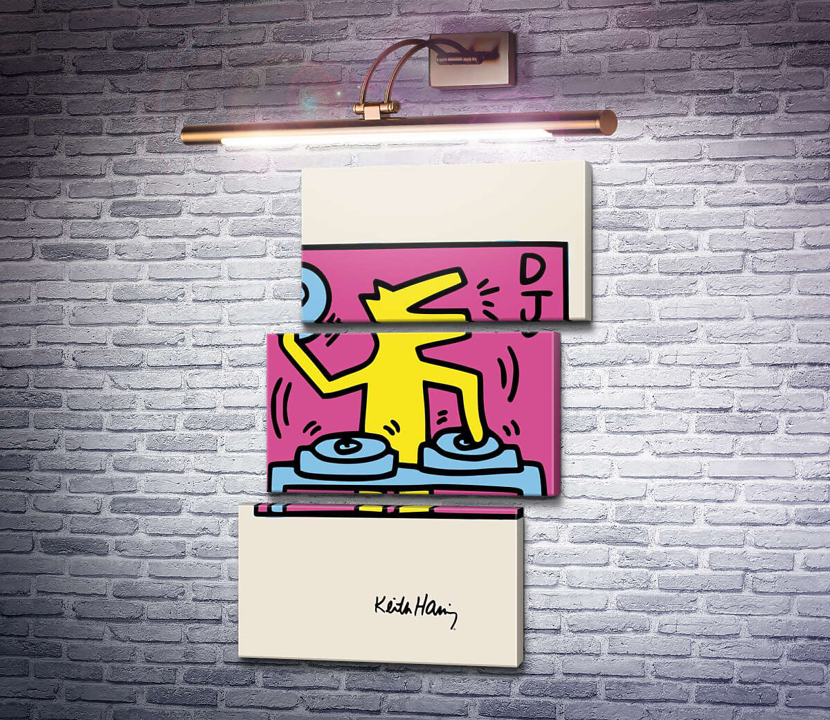 Модульная картина Волк Диджей (Модуль №17) Кит Харинг (Keith Haring)