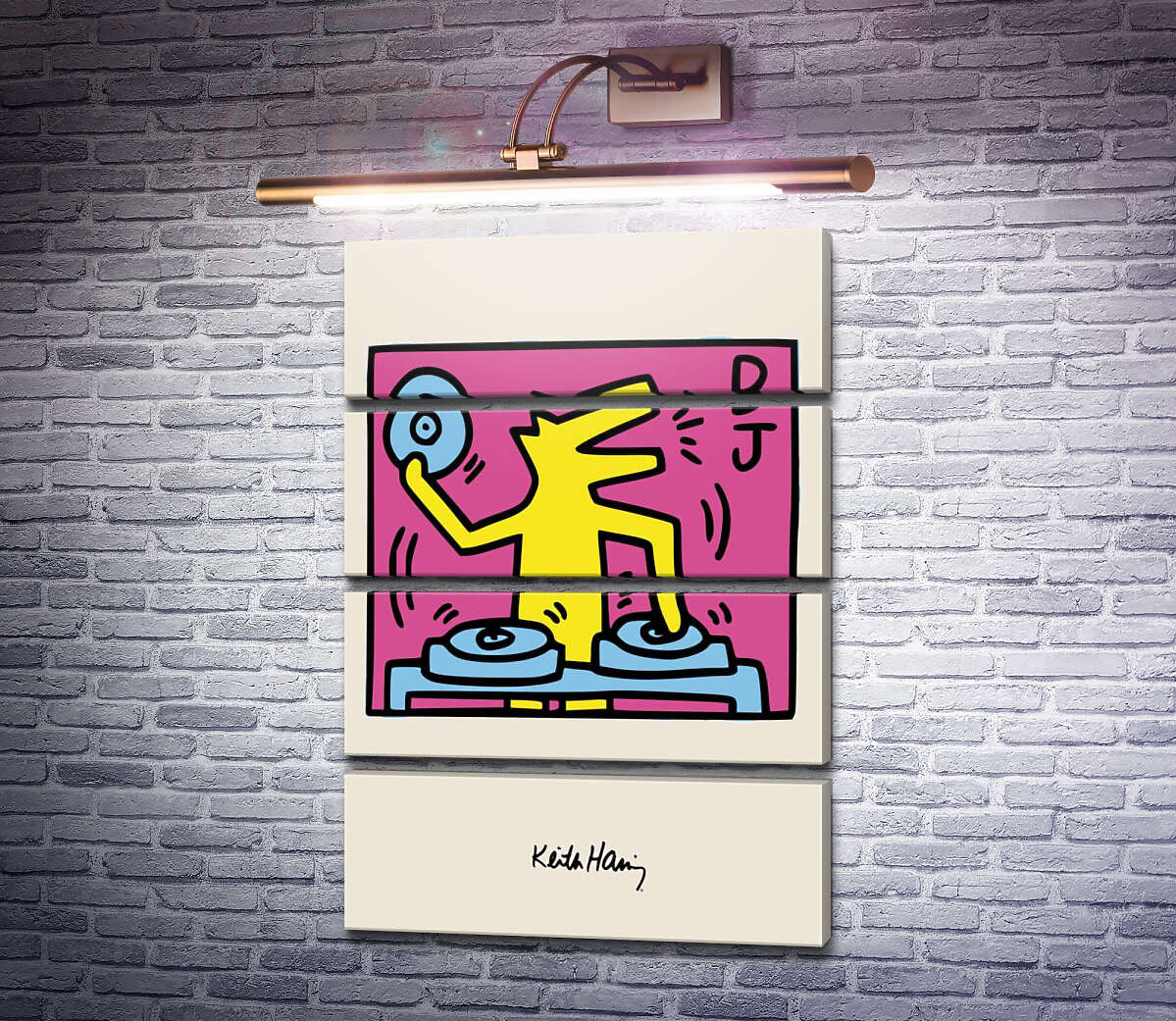 Модульная картина Волк Диджей (Модуль №22) Кит Харинг (Keith Haring)