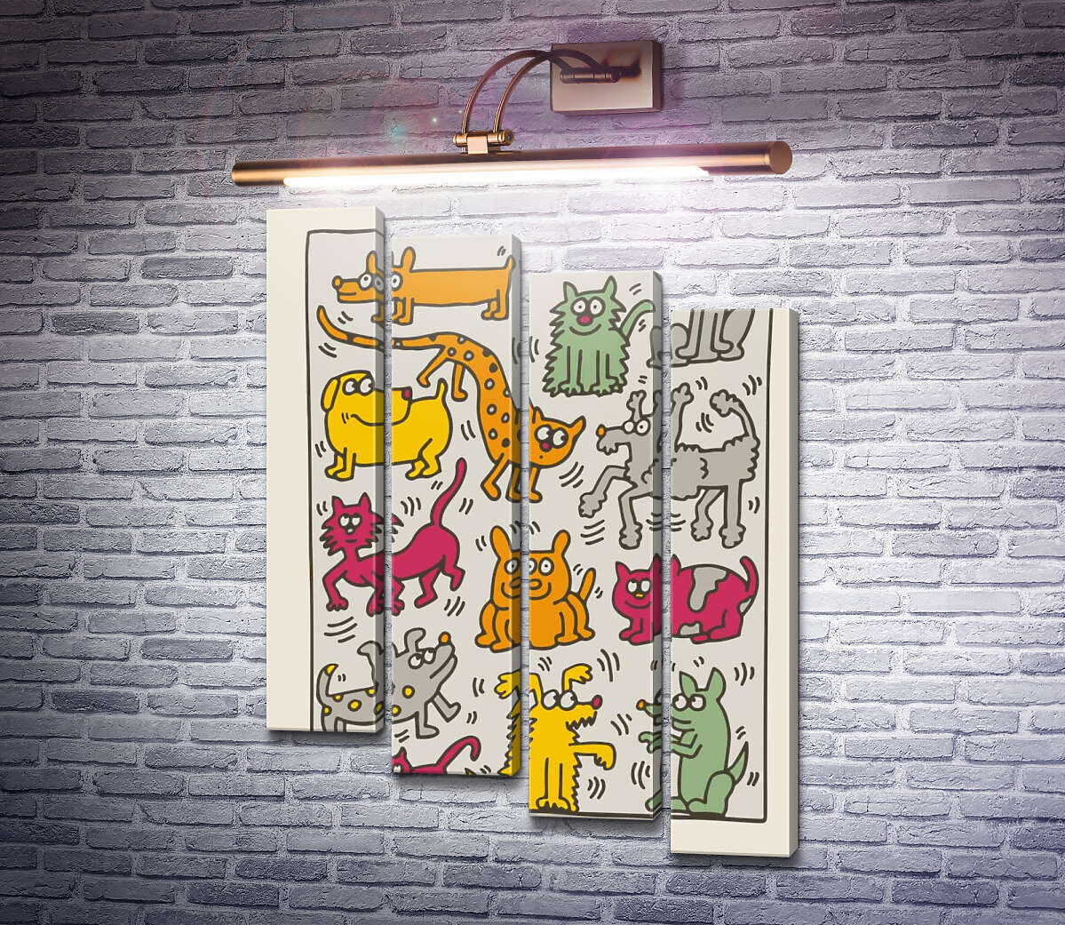Модульная картина Кошки и собаки (Модуль №19) Кит Харинг (Keith Haring) Модульная картина Кошки и собаки (Модуль №19) Кит Харинг (Keith Haring)