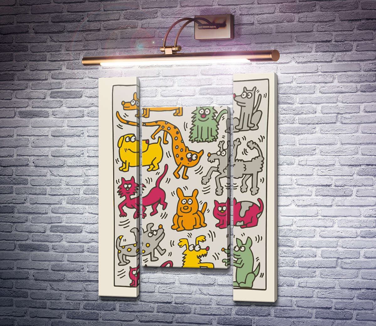 Модульная картина Кошки и собаки (Модуль №11) Кит Харинг (Keith Haring) Модульная картина Кошки и собаки (Модуль №11) Кит Харинг (Keith Haring)