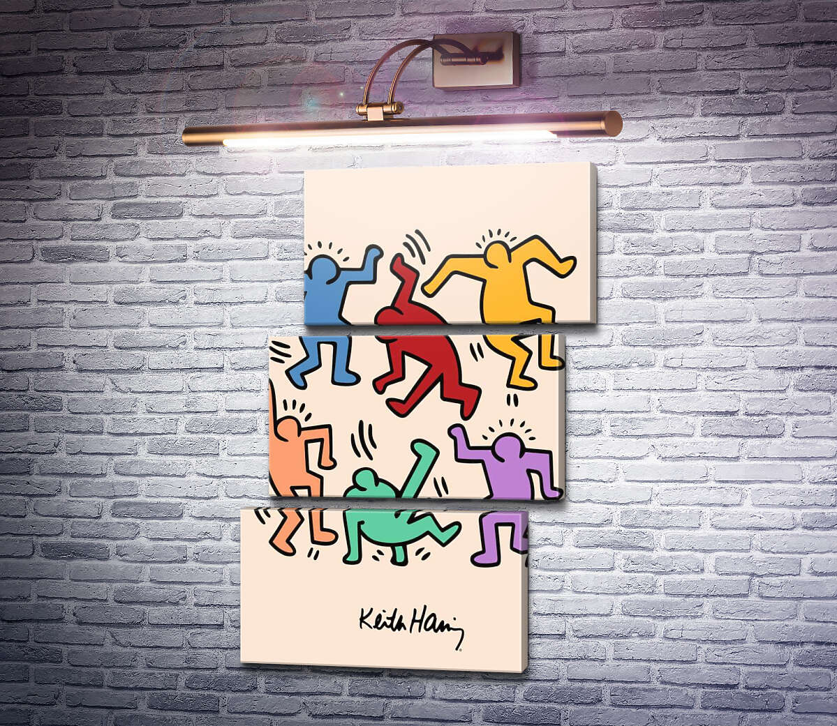 Модульная картина Танцующие человечки (Модуль №17) Кит Харинг (Keith Haring)