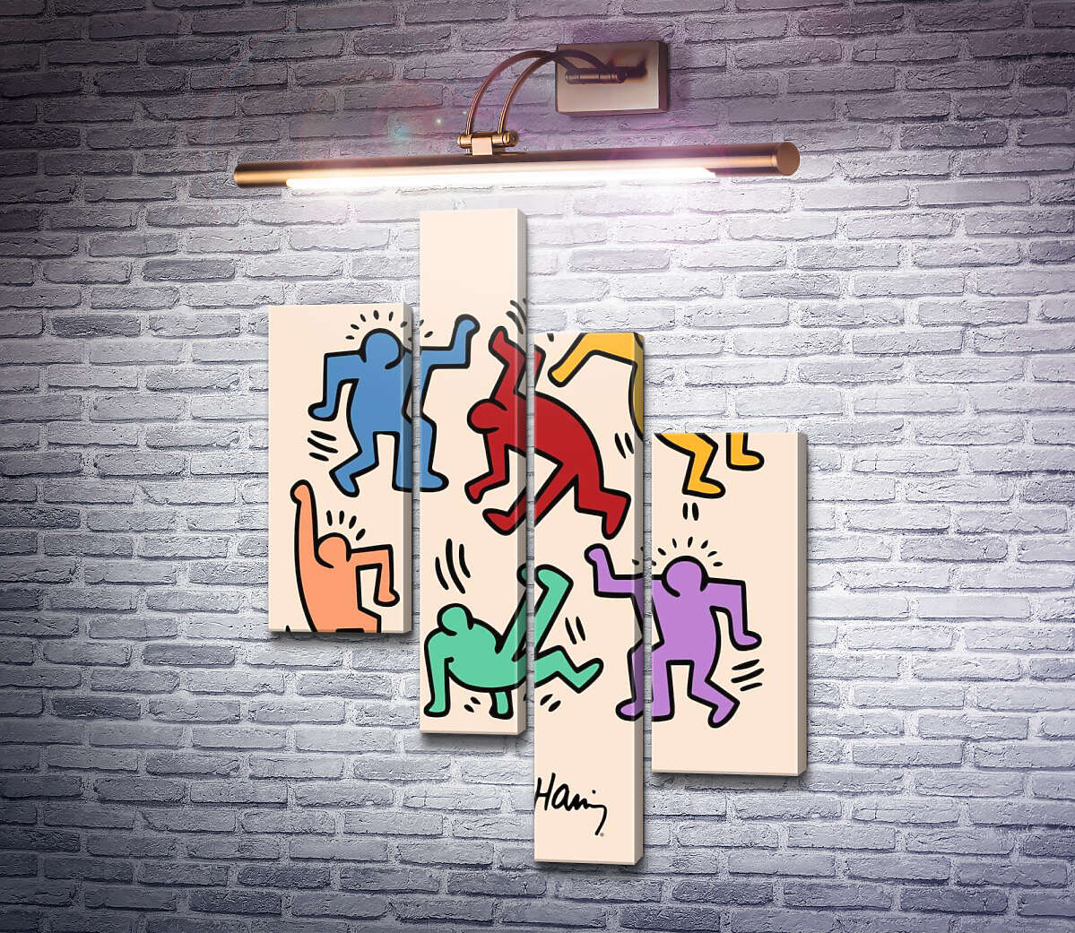 Модульна картина Танцюючі чоловічки (Модуль №21) Кіт Харінг (Keith Haring)