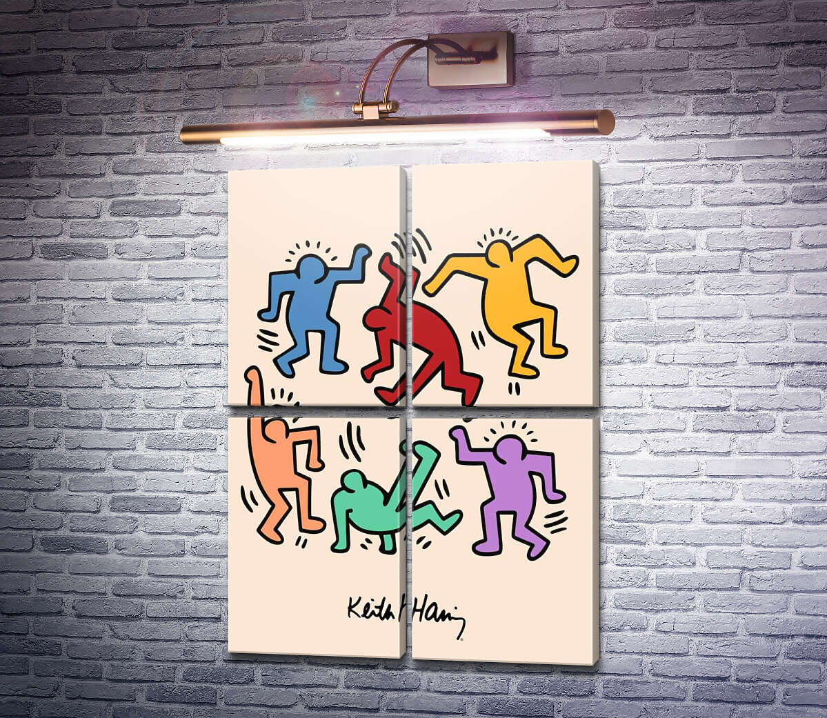 Модульна картина Танцюючі чоловічки (Модуль №25) Кіт Харінг (Keith Haring)