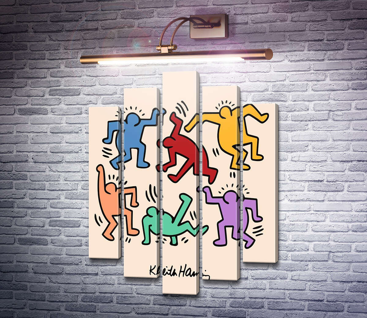 Модульная картина Танцующие человечки (Модуль №4) Кит Харинг (Keith Haring)