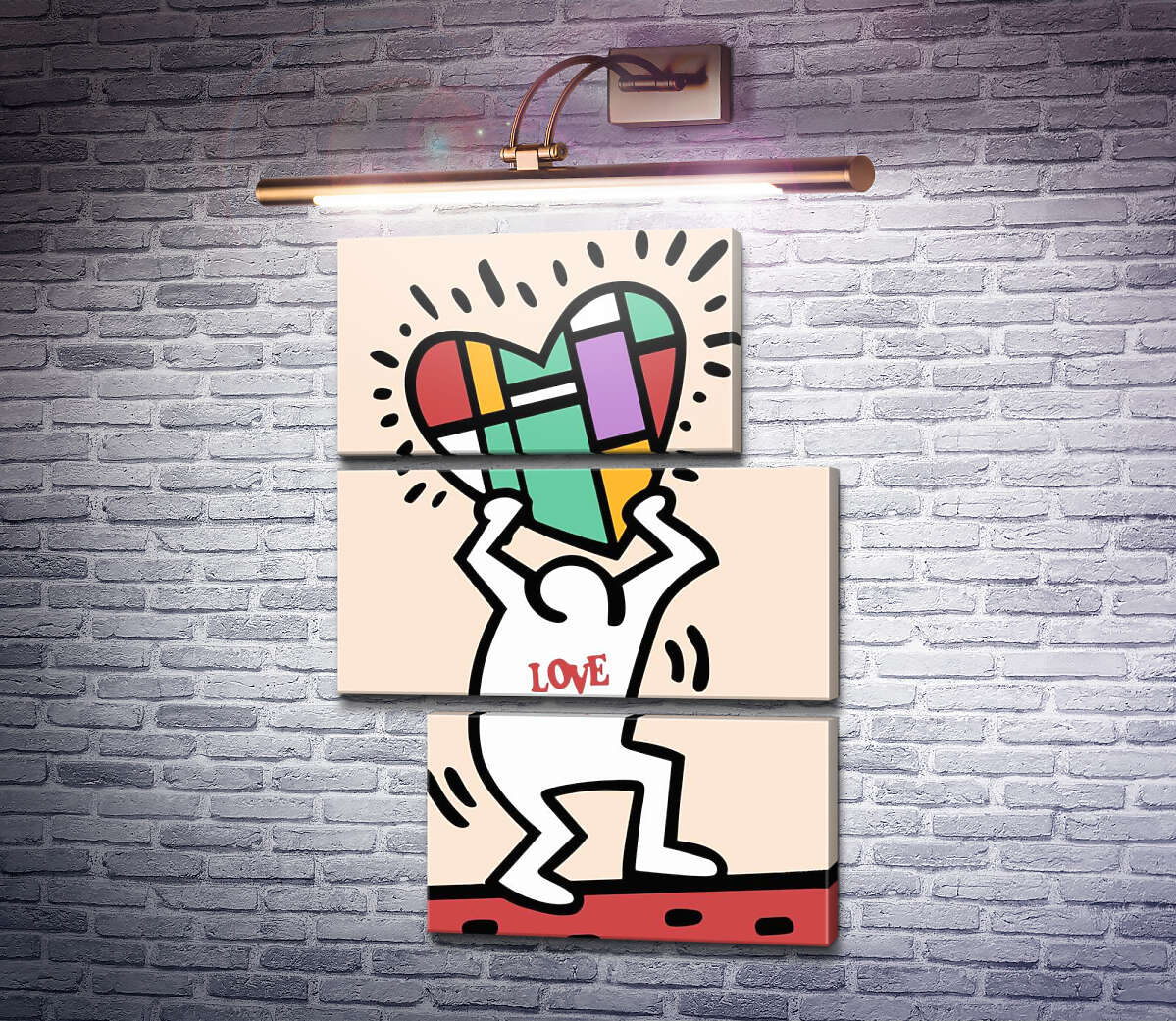 Модульная картина Дарю любовь (Модуль №16) Кит Харинг (Keith Haring)