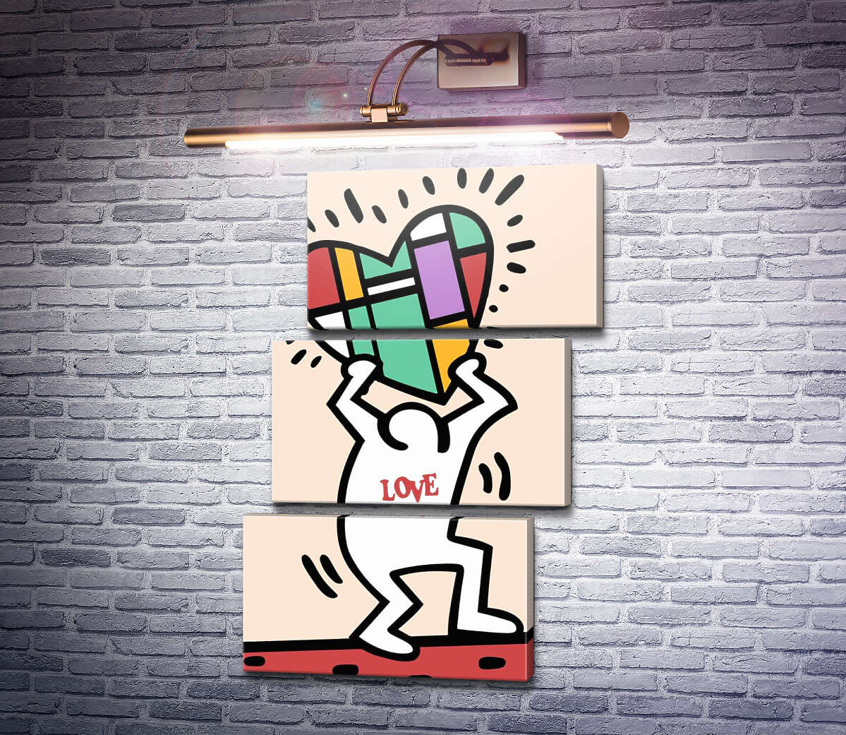 Модульна картина Дарую кохання (Модуль №17) Кіт Харінг (Keith Haring)