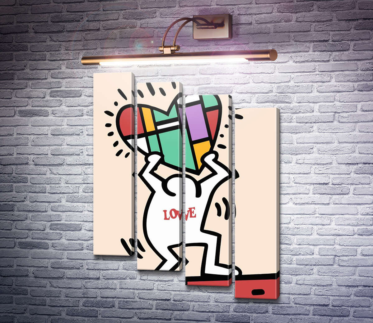 Модульна картина Дарую кохання (Модуль №19) Кіт Харінг (Keith Haring)