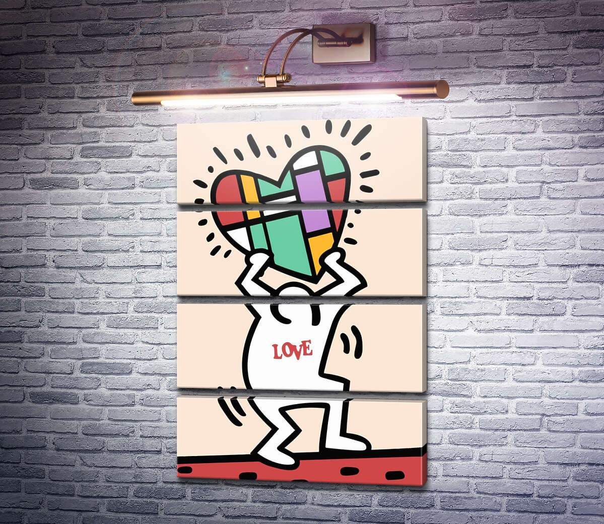 Модульная картина Дарю любовь (Модуль №22) Кит Харинг (Keith Haring)