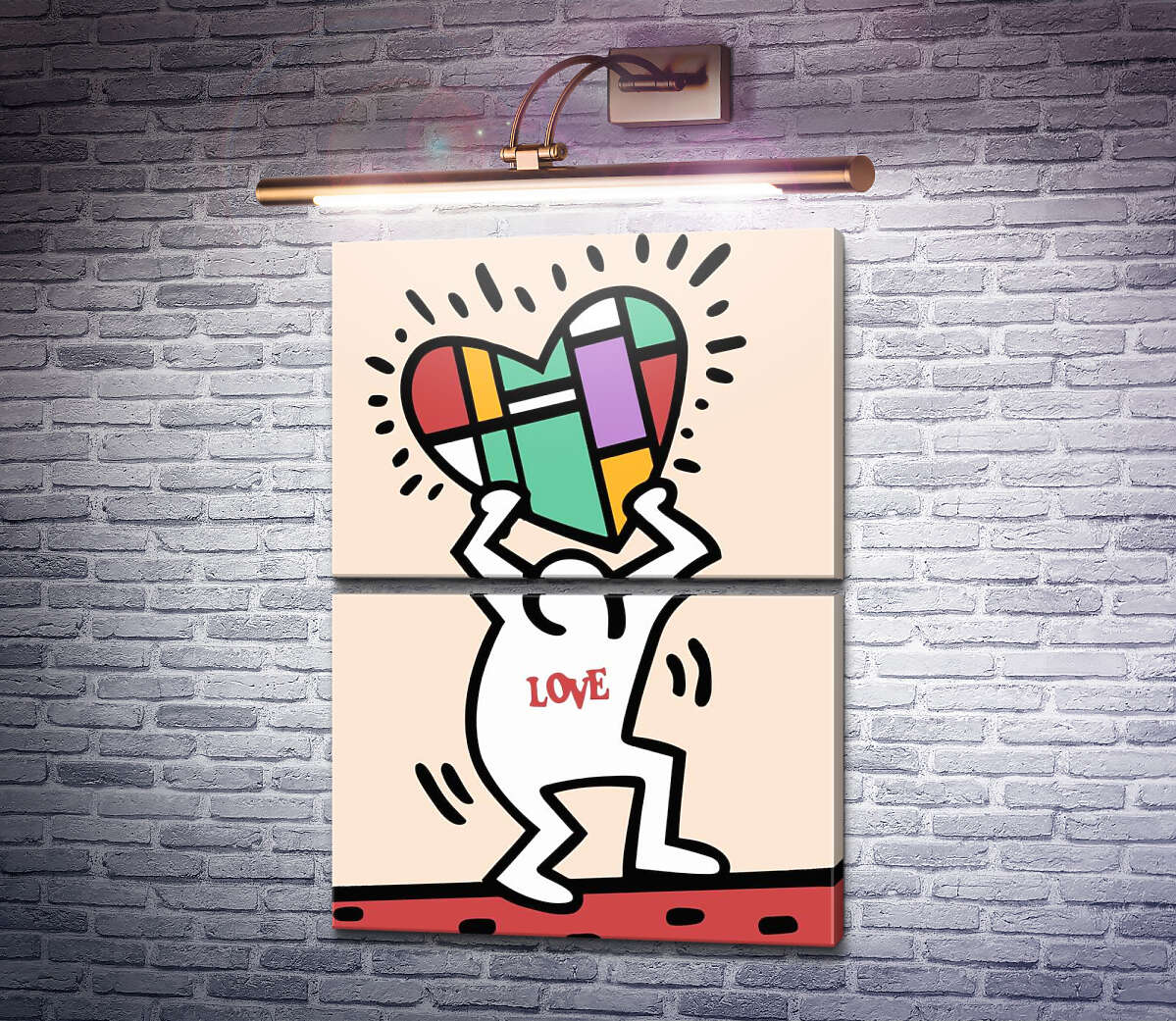 Модульна картина Дарую кохання (Модуль №7) Кіт Харінг (Keith Haring)