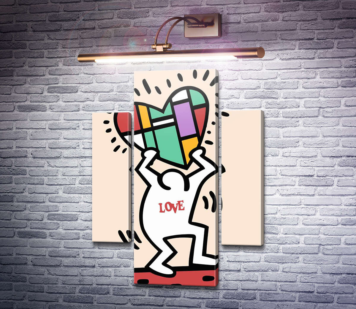 Модульна картина Дарую кохання (Модуль №5) Кіт Харінг (Keith Haring)