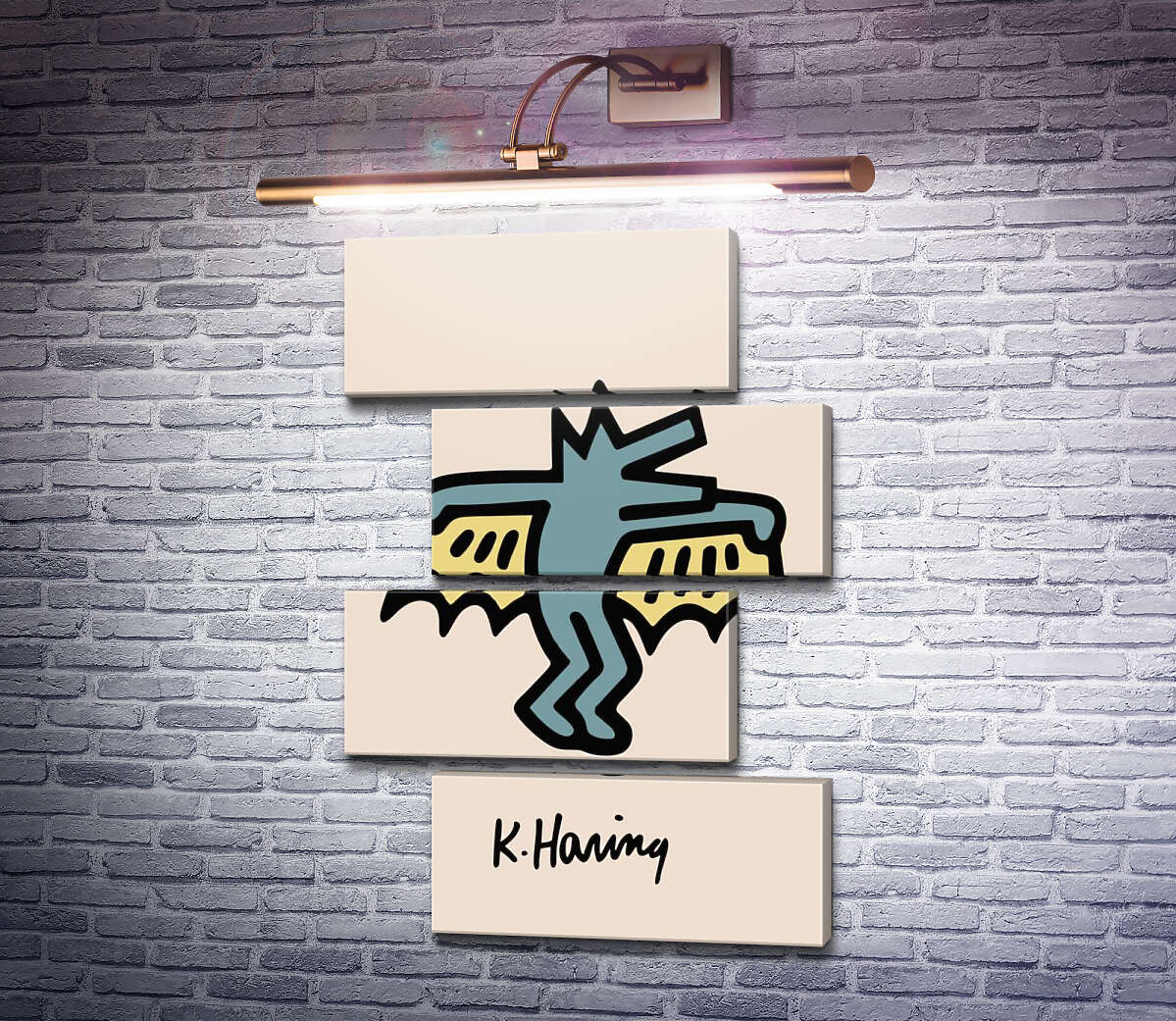 Модульная картина Волк с крыльями (Модуль №23) Кит Харинг (Keith Haring)