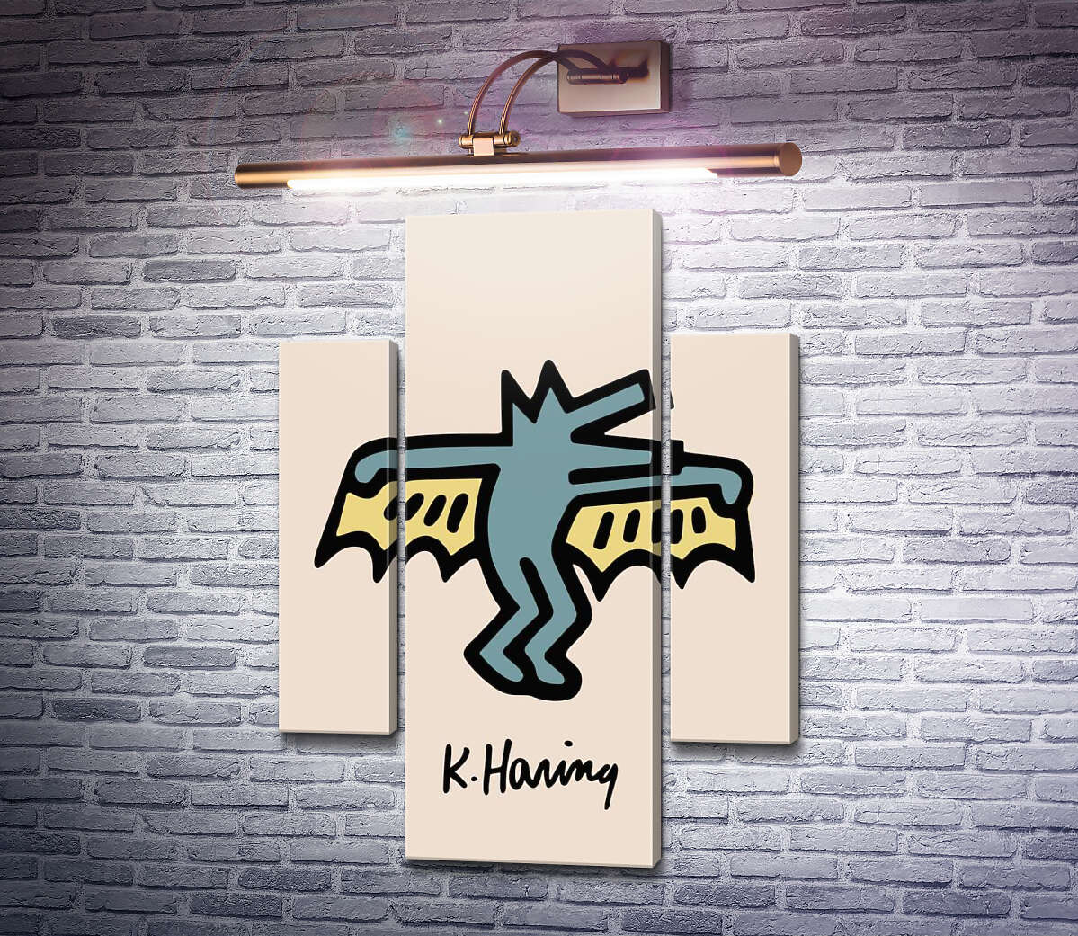 Модульна картина Вовк із крилами (Модуль №5) Кіт Харінг (Keith Haring)