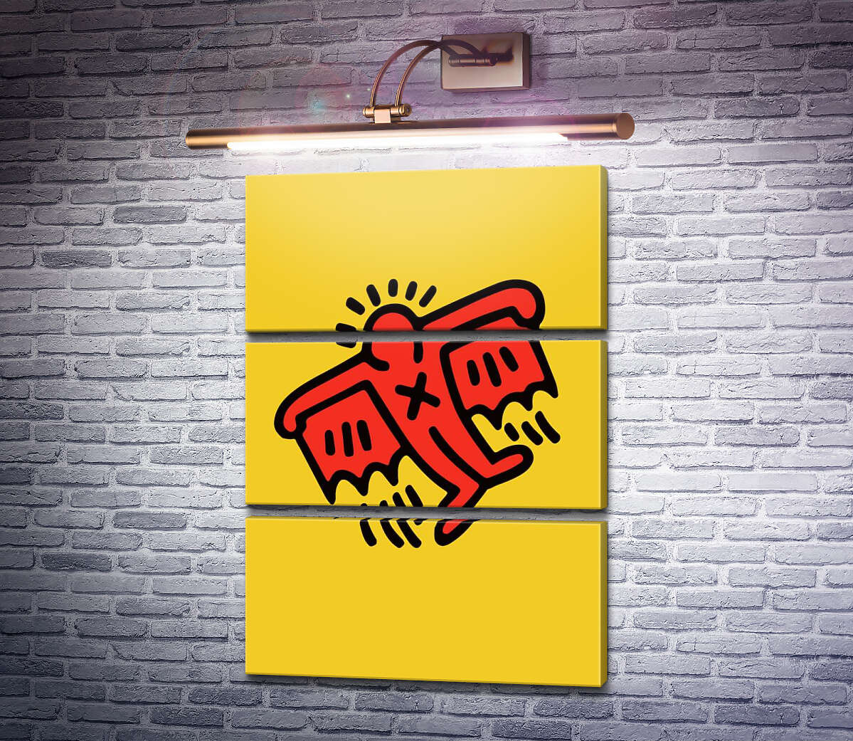 Модульная картина Красный летающий человечек (Модуль №15) Кит Харинг (Keith Haring)