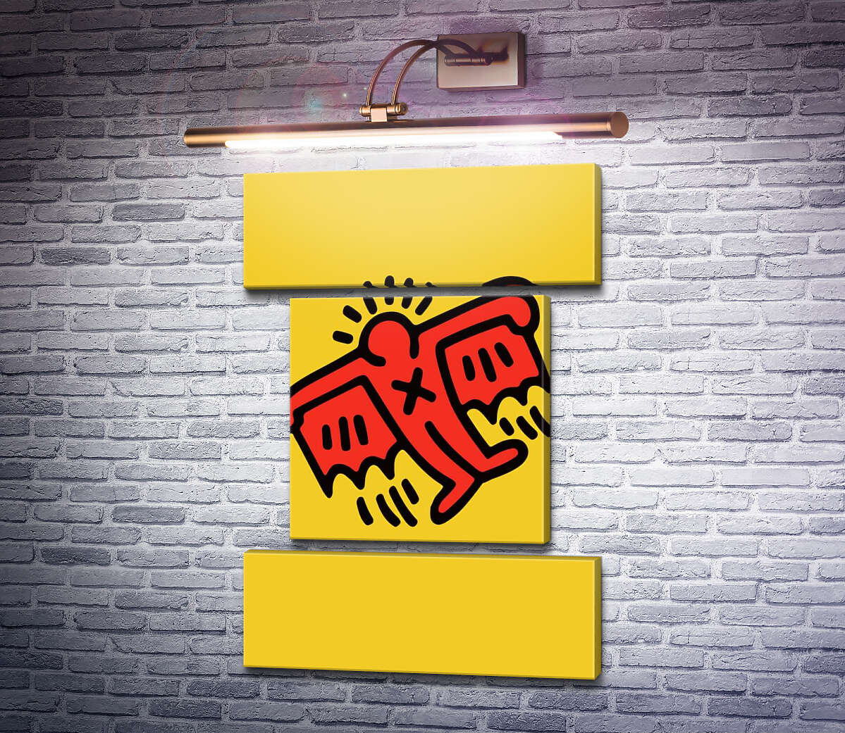 Модульная картина Красный летающий человечек (Модуль №18) Кит Харинг (Keith Haring)