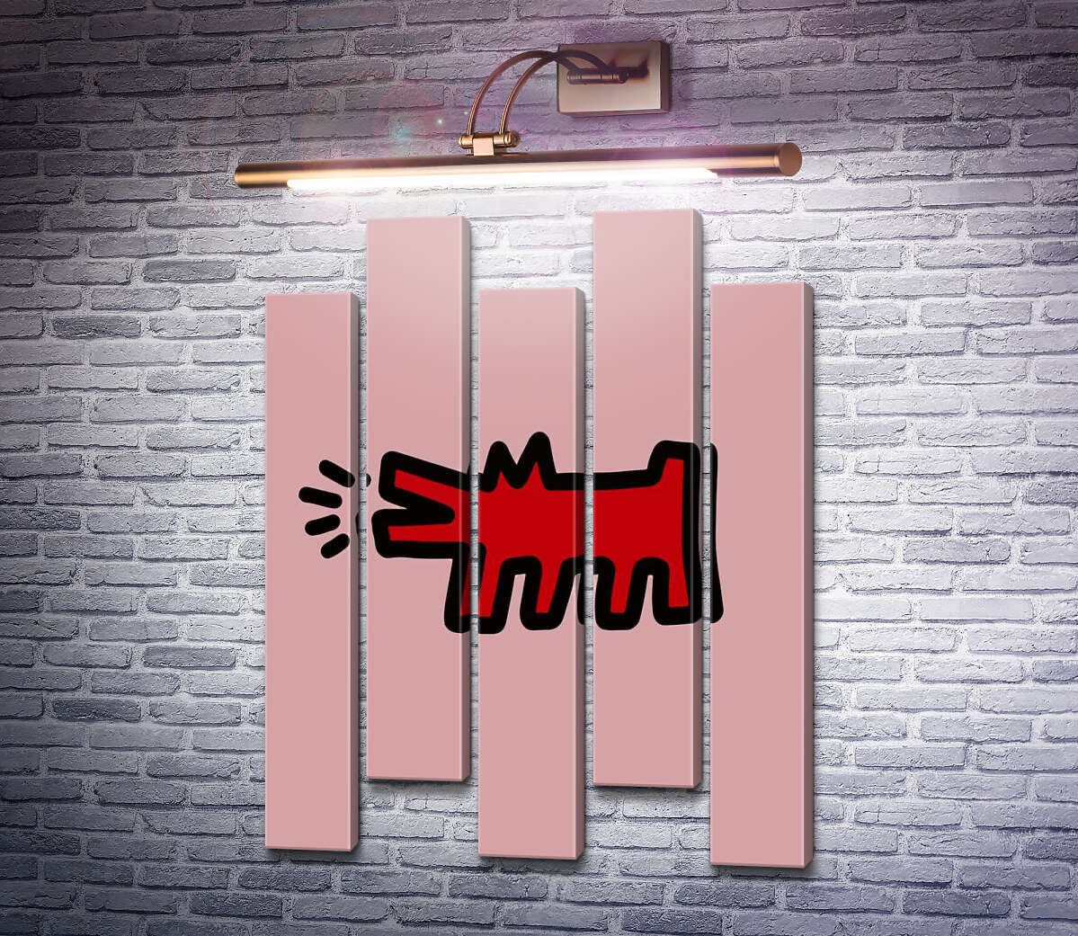 Модульная картина Злой красный волк (Модуль №30) Кит Харинг (Keith Haring)