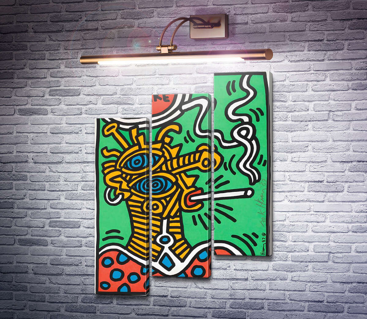 Модульная картина Курение вредно (Модуль №14) Кит Харинг (Keith Haring)
