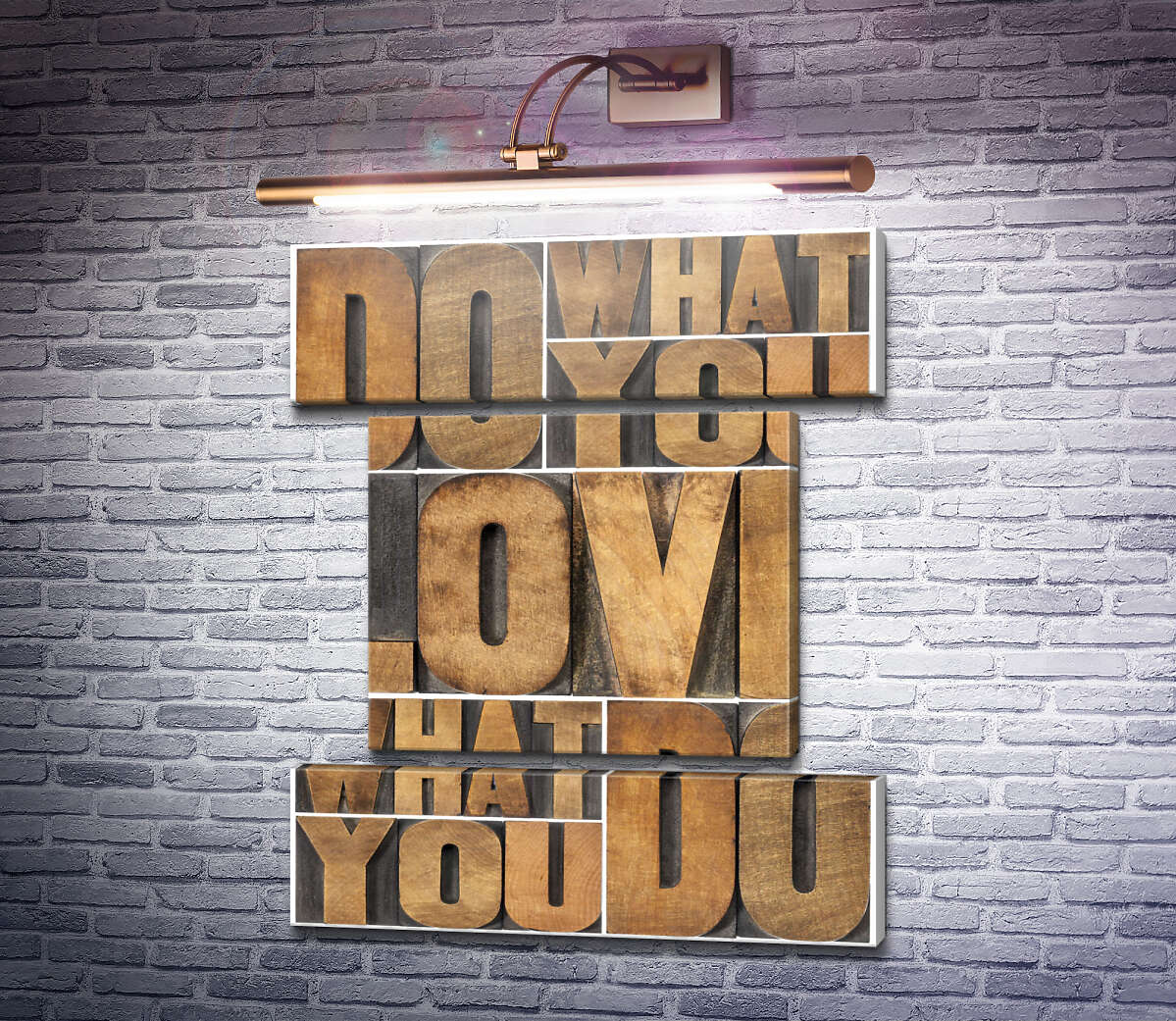 Модульная картина Мотивационная фраза "do what you love, love what you do" из деревянных букв (Модуль №18) Модульная картина Мотивационная фраза "do what you love, love what you do" из деревянных букв (Модуль №18)