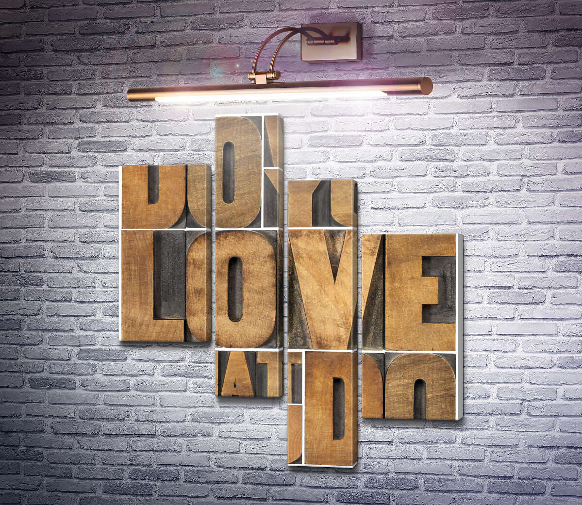 Модульна картина Мотиваційна фраза "do what you love, love what you do" із дерев'яних літер (Модуль №21) Модульна картина Мотиваційна фраза "do what you love, love what you do" із дерев'яних літер (Модуль №21)