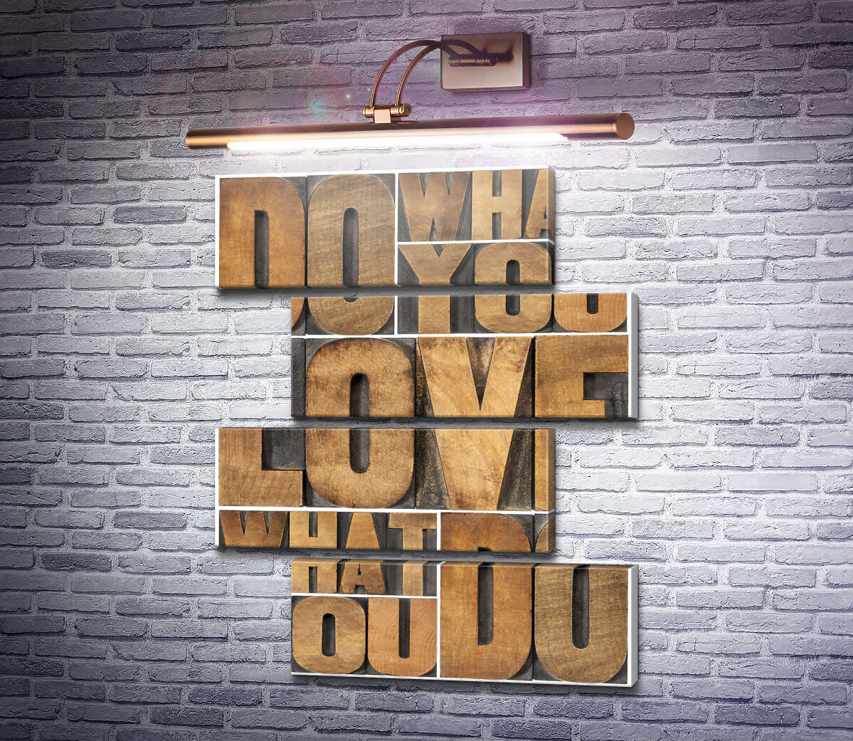Модульна картина Мотиваційна фраза "do what you love, love what you do" із дерев'яних літер (Модуль №23)