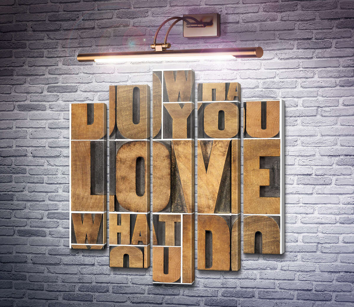Модульна картина Мотиваційна фраза "do what you love, love what you do" із дерев'яних літер (Модуль №4)