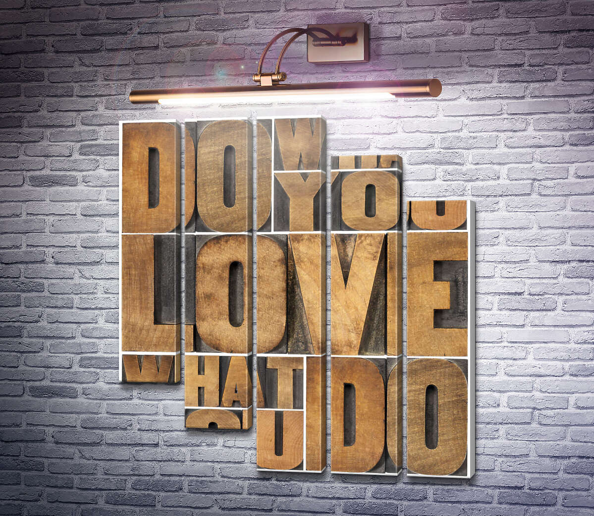 Модульна картина Мотиваційна фраза "do what you love, love what you do" із дерев'яних літер (Модуль №28) Модульна картина Мотиваційна фраза "do what you love, love what you do" із дерев'яних літер (Модуль №28)