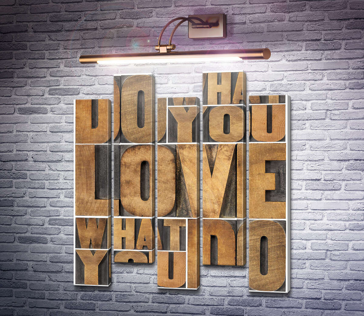 Модульная картина Мотивационная фраза "do what you love, love what you do" из деревянных букв (Модуль №30)