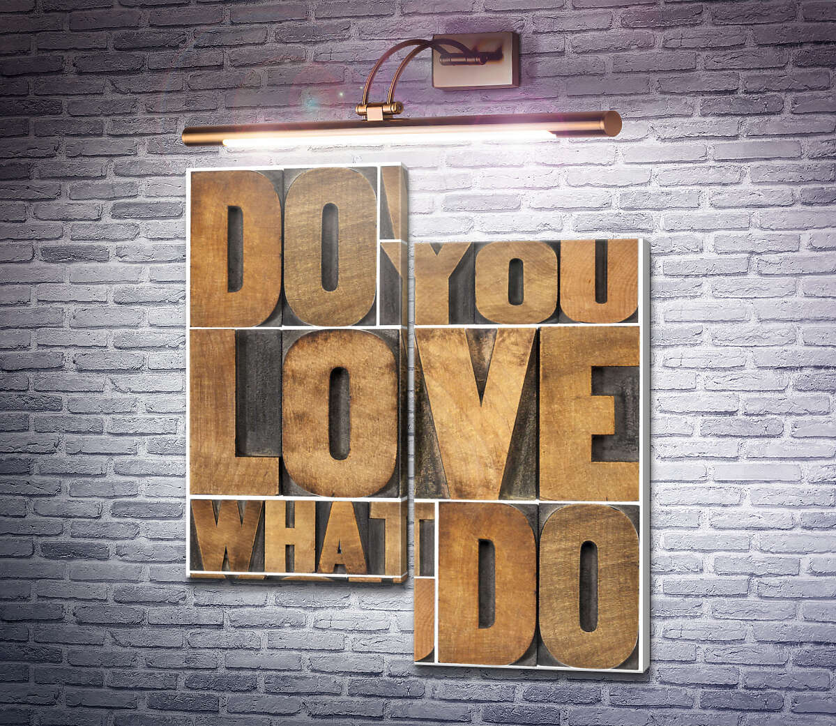 Модульна картина Мотиваційна фраза "do what you love, love what you do" із дерев'яних літер (Модуль №9)