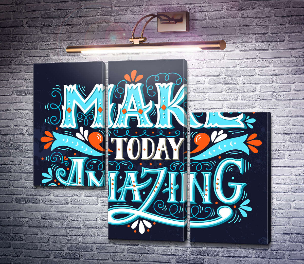 Модульная картина Небесная бирюза букв фразы "make today amazing" (Модуль №13) Модульная картина Небесная бирюза букв фразы "make today amazing" (Модуль №13)
