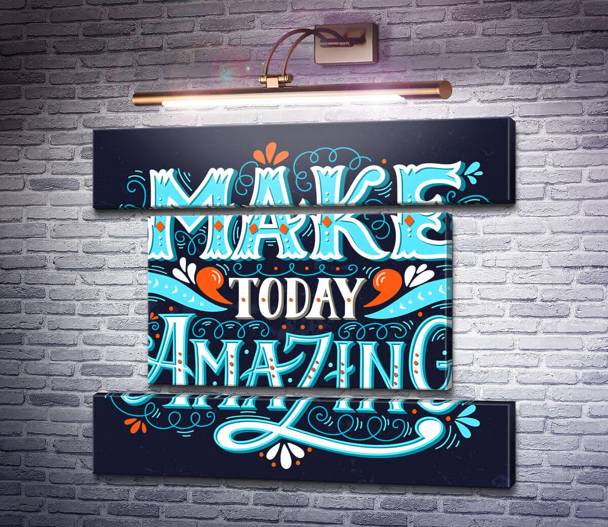 Модульна картина Небесна бірюза літер фрази "make today amazing" (Модуль №18)