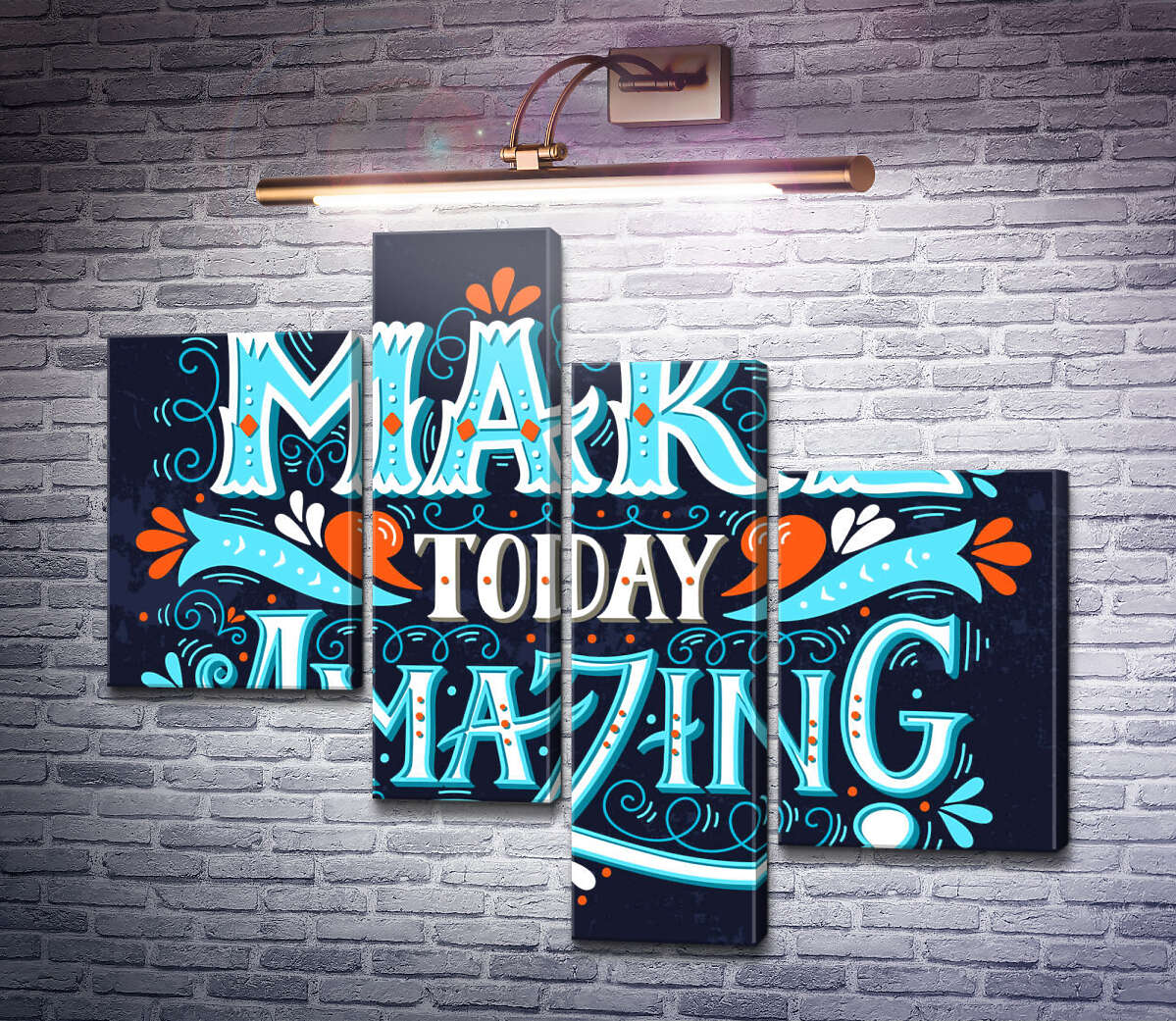 Модульная картина Небесная бирюза букв фразы "make today amazing" (Модуль №21) Модульная картина Небесная бирюза букв фразы "make today amazing" (Модуль №21)