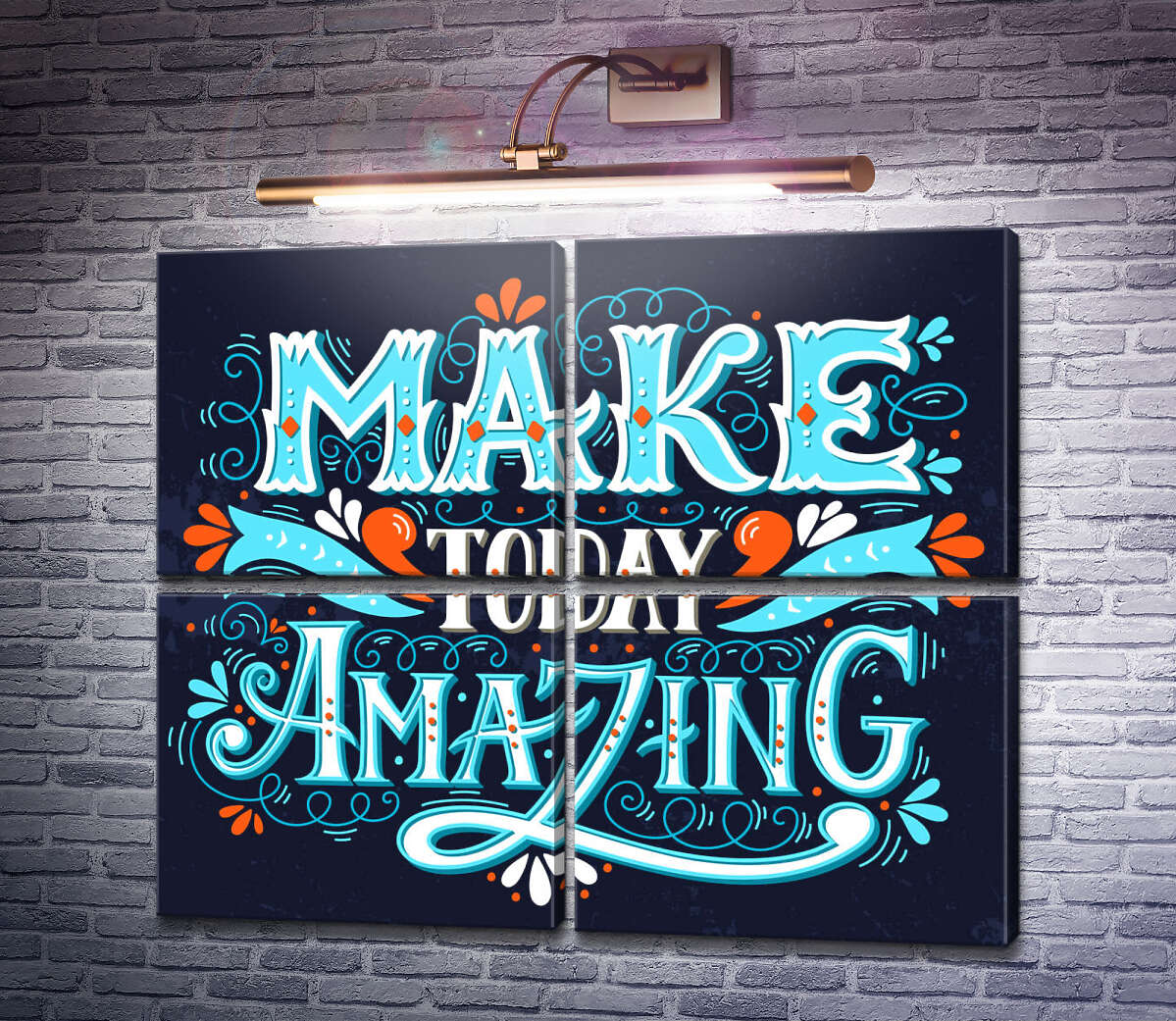 Модульная картина Небесная бирюза букв фразы "make today amazing" (Модуль №25) Модульная картина Небесная бирюза букв фразы "make today amazing" (Модуль №25)