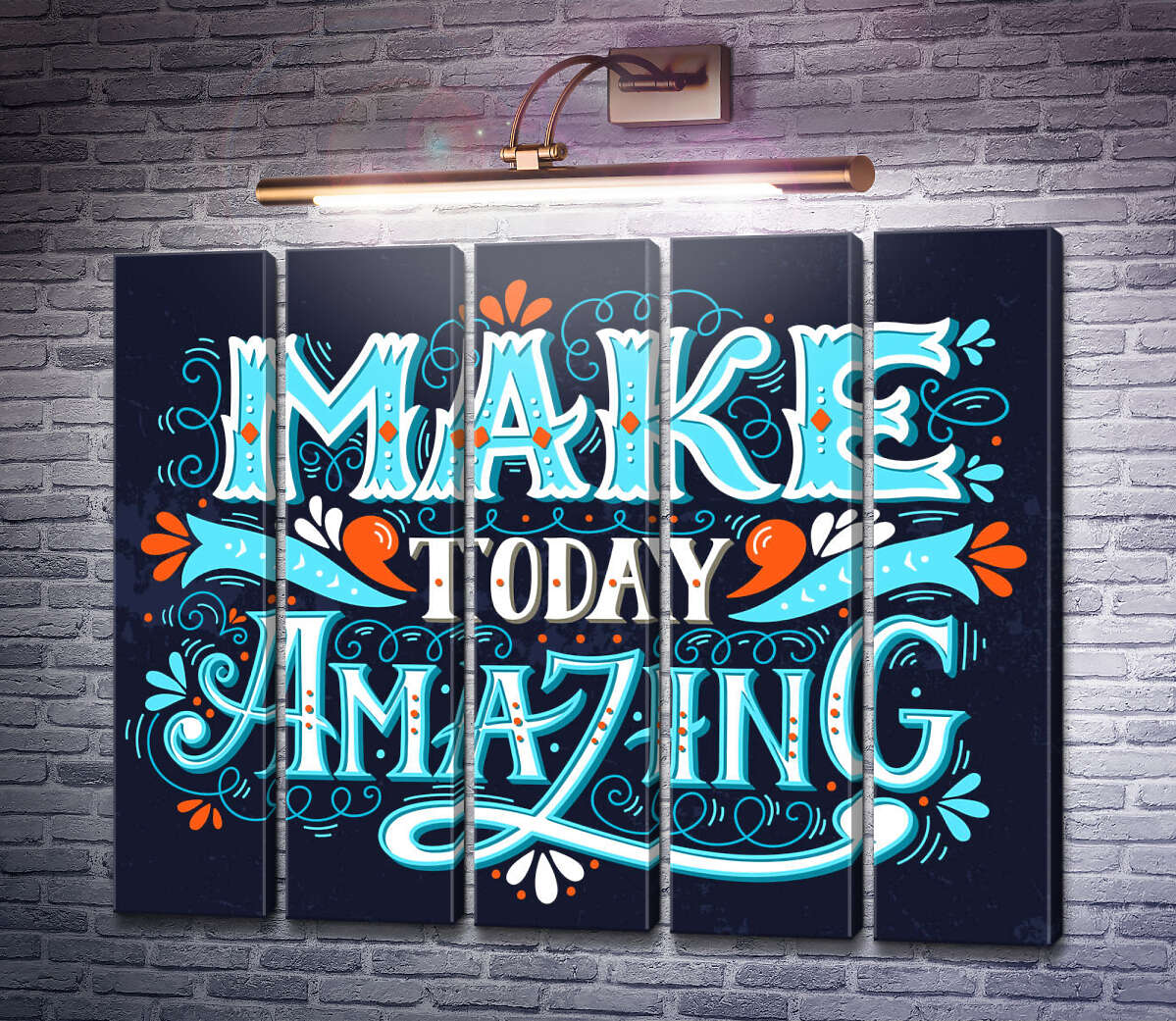 Модульна картина Небесна бірюза літер фрази "make today amazing" (Модуль №26)