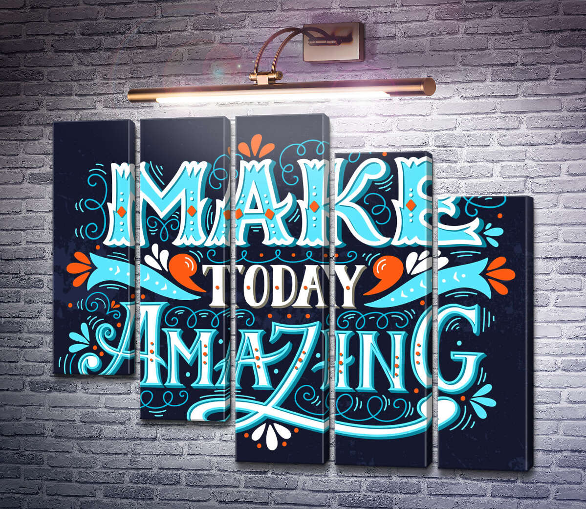 Модульная картина Небесная бирюза букв фразы "make today amazing" (Модуль №28) Модульная картина Небесная бирюза букв фразы "make today amazing" (Модуль №28)