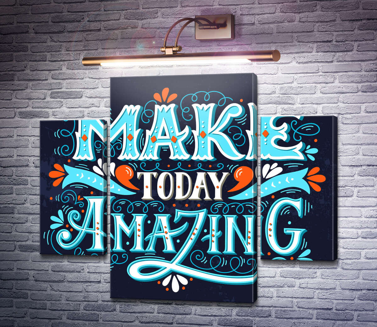 Модульна картина Небесна бірюза літер фрази "make today amazing" (Модуль №5)