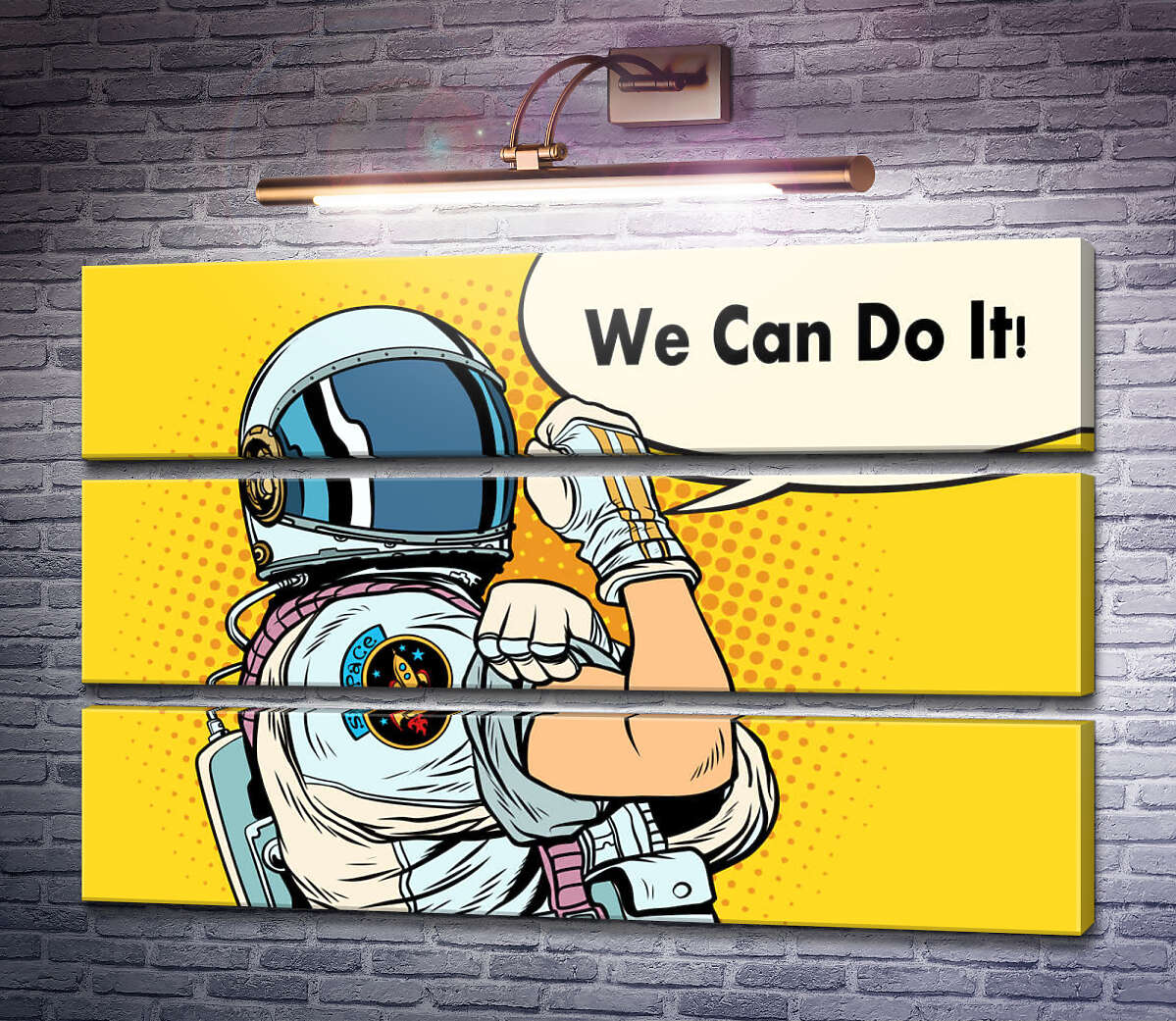 Модульна картина Відважний астронавт з фразою "We Can Do It!" (Модуль №15)