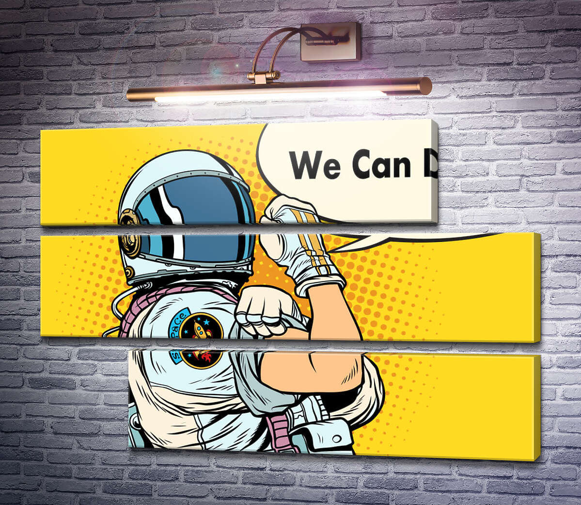 Модульна картина Відважний астронавт з фразою "We Can Do It!" (Модуль №16)