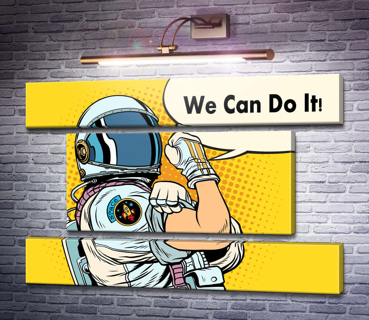 Модульная картина Отважнвый астронавт с фразой "We Can Do It!" (Модуль №18) Модульная картина Отважнвый астронавт с фразой "We Can Do It!" (Модуль №18)
