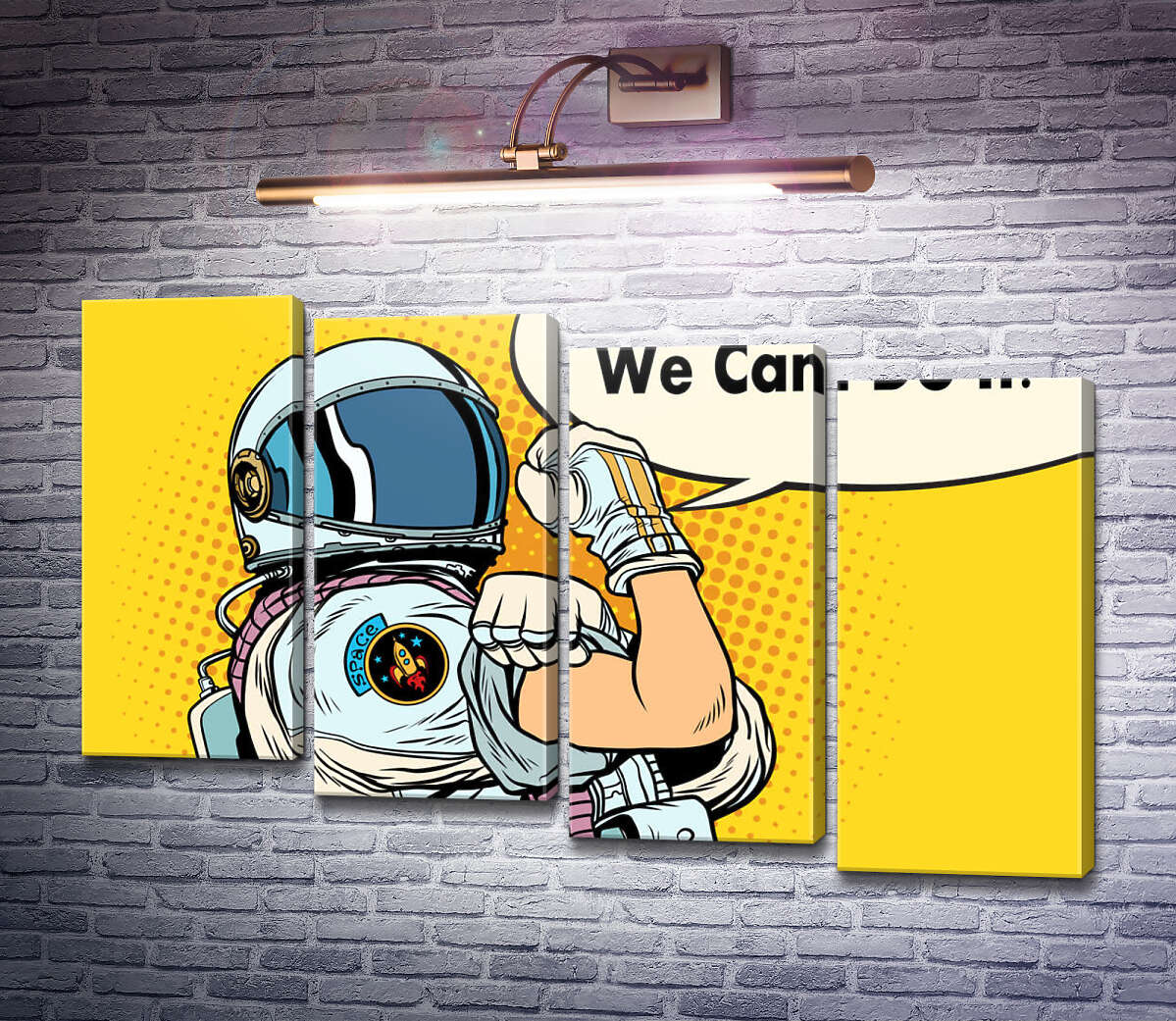 Модульна картина Відважний астронавт з фразою "We Can Do It!" (Модуль №19) Модульна картина Відважний астронавт з фразою "We Can Do It!" (Модуль №19)